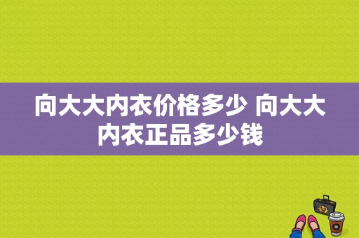 向大大内衣价格多少 向大大内衣正品多少钱